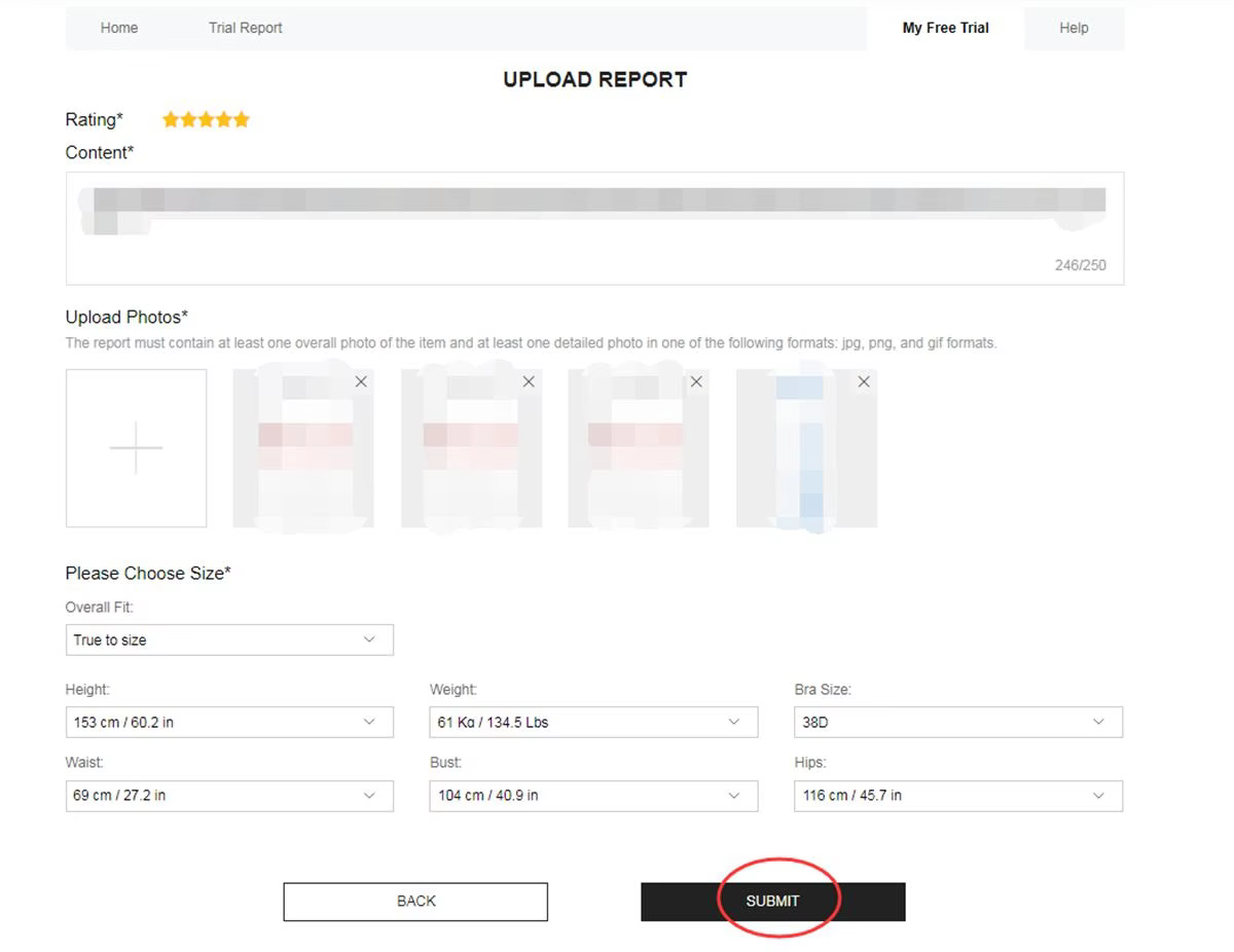Controllo della recensione nella sezione My Report