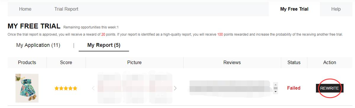 Rewrite Option in My Report for Failed Entries