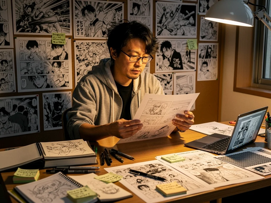 Ken Wakui, author of Astro Royale, reflecting on his manga.