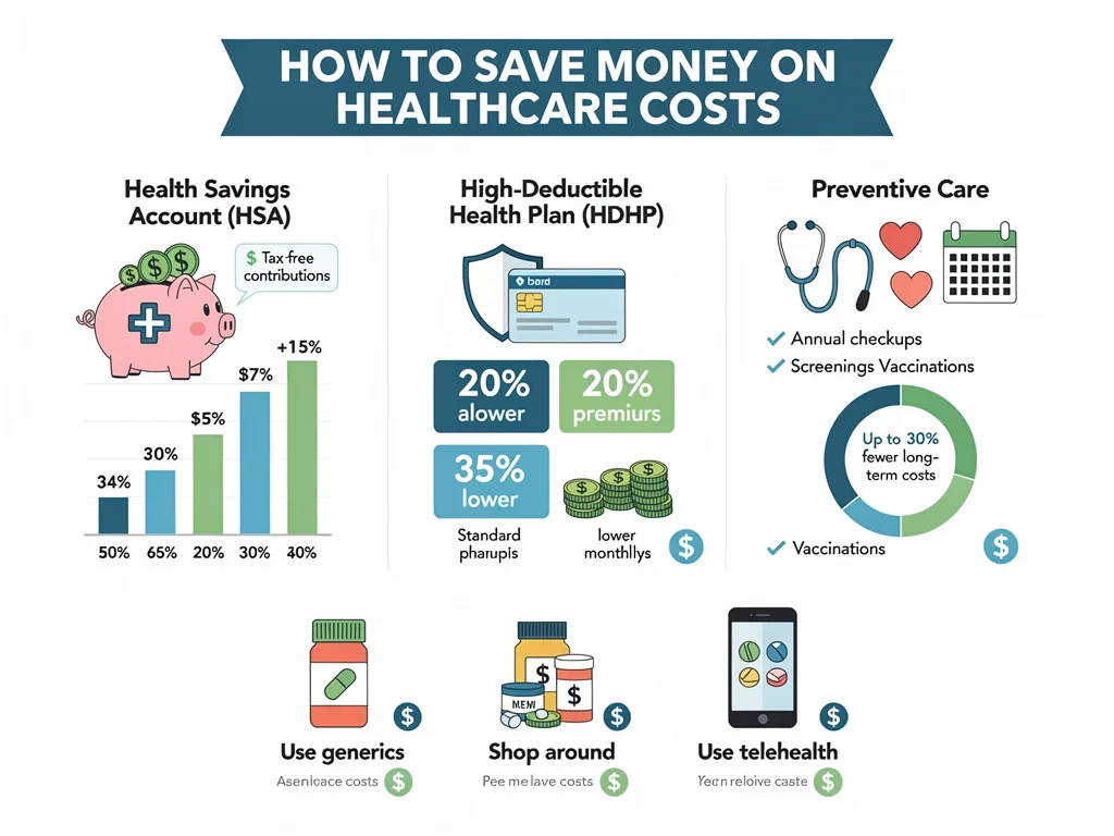 Infografía de estrategias de ahorro en salud con HSA